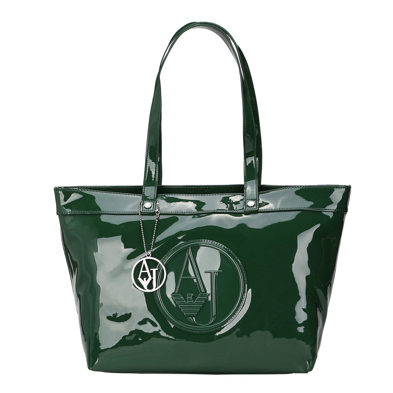 armani jeans/阿玛尼牛仔 女士墨绿色漆皮手提包 amj0525arj