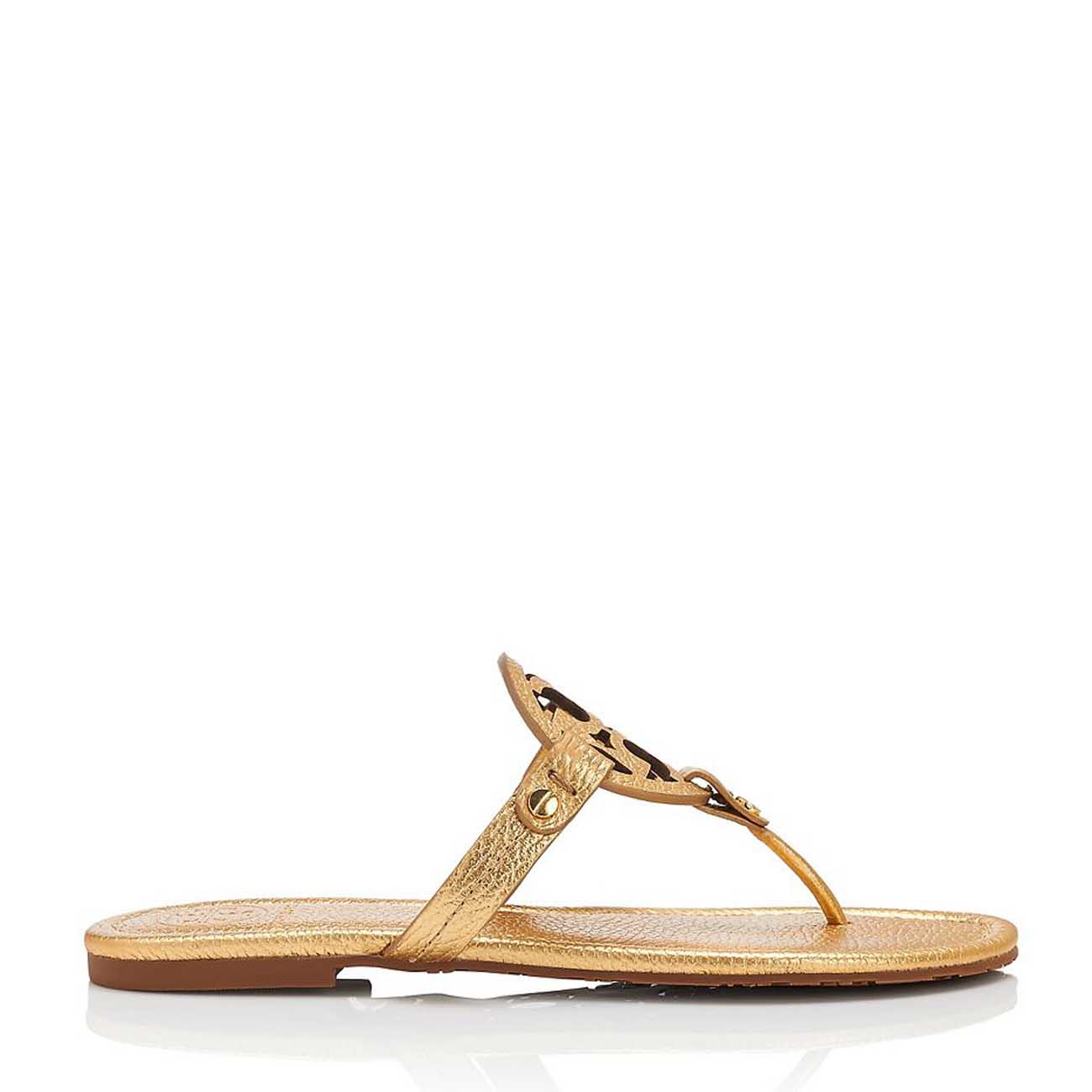 tory burch/汤丽柏琦 女士logo装饰金色真皮凉鞋 50008679 710