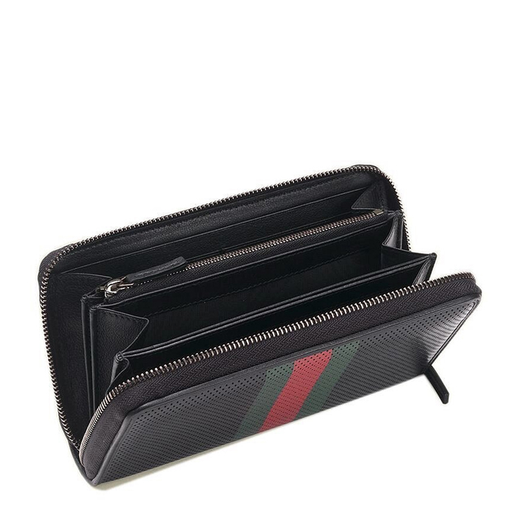 gucci/古驰男士黑色牛皮长款拉链钱包352264 buz3t 1073
