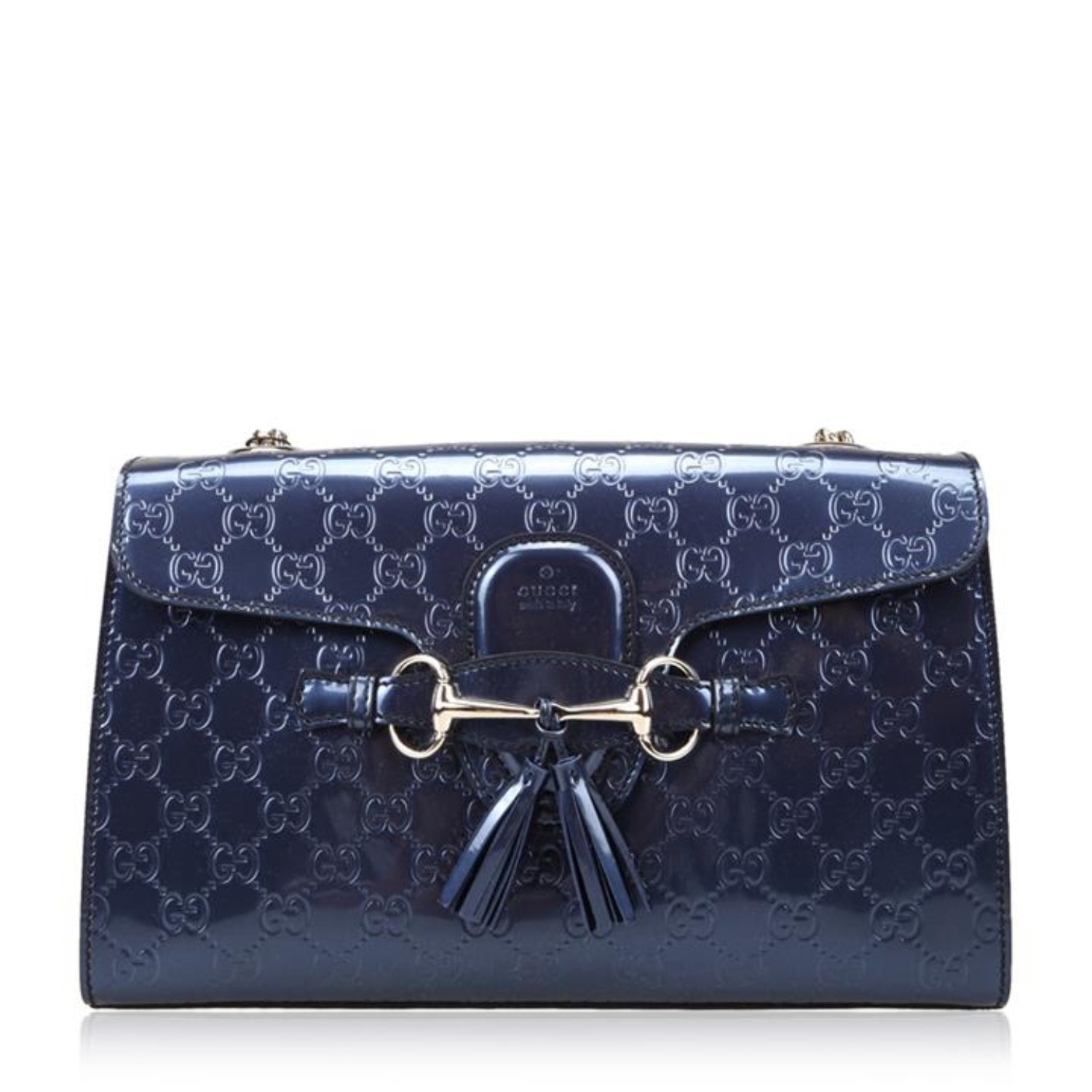 【包邮包税】gucci/古驰 深蓝色牛皮材质经典双glogo