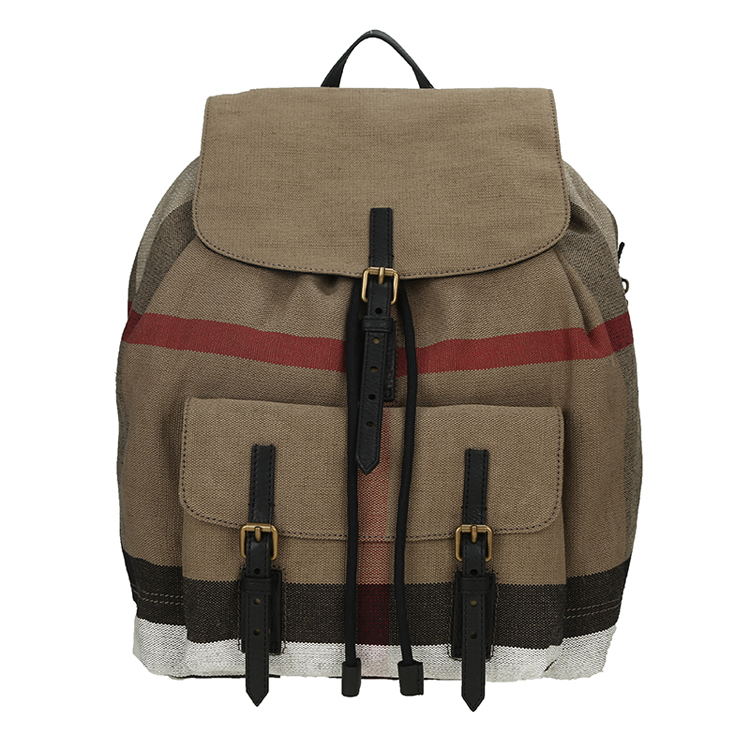 burberry/博柏利 男士小号brookdale canvas格纹 织物/牛皮双肩包