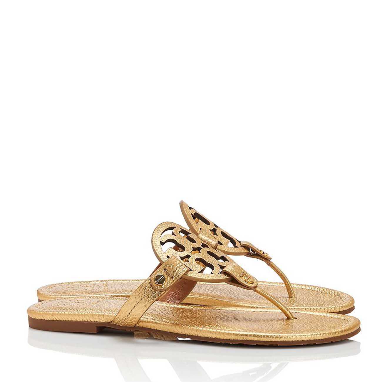 tory burch/汤丽柏琦 女士logo装饰金色真皮凉鞋 50008679 710