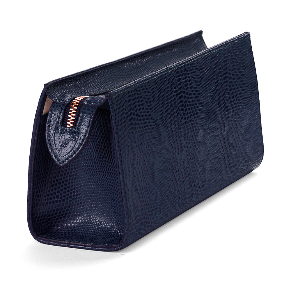 aspinal of london 藏蓝蜥蜴皮纹小号化妆包手包皮包015-0411