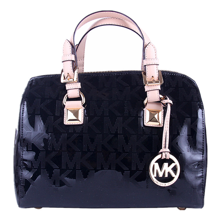 michael kors/迈克·科尔斯 mk 新款女士漆皮亮皮logo字母手提包/桶包