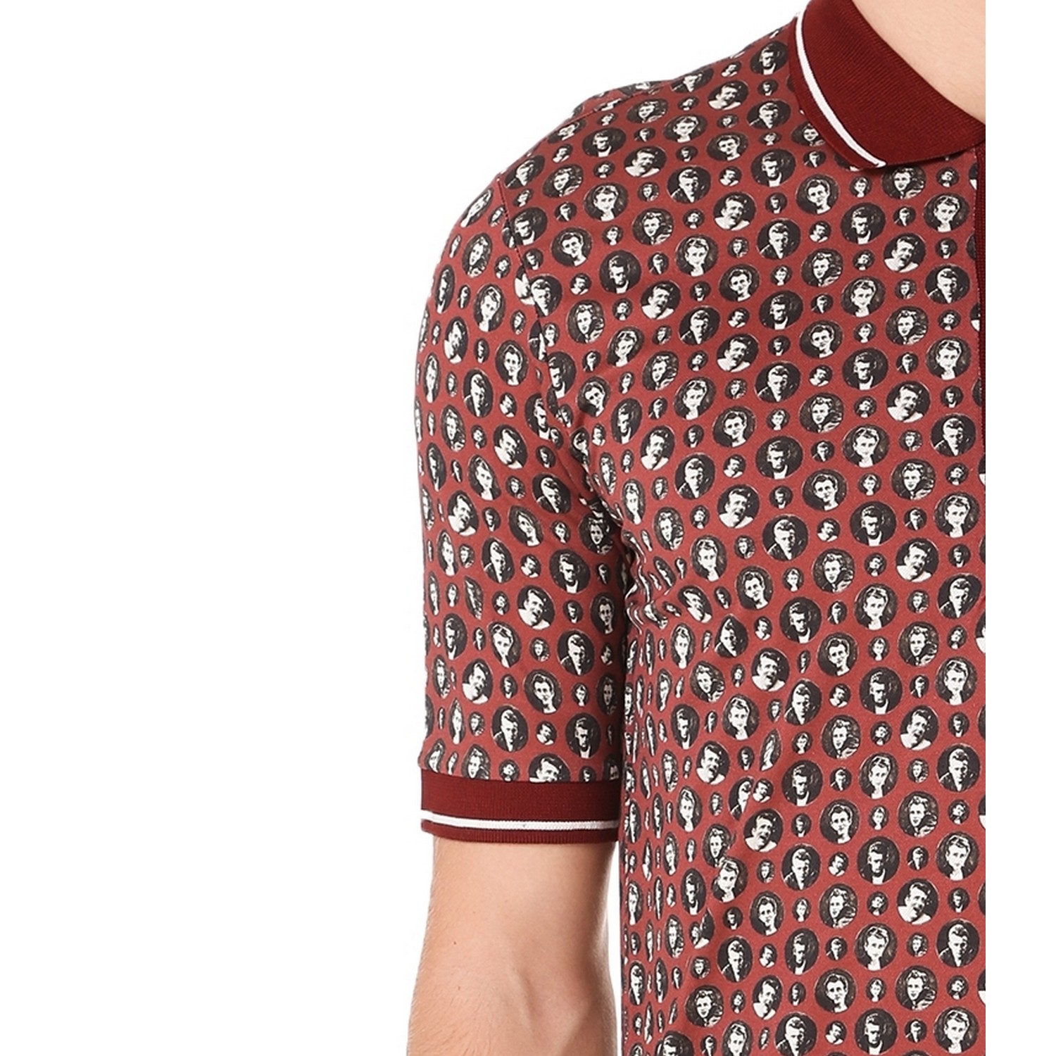 dolce&gabbana/杜嘉班纳 男士酒红色人像印花短袖polo-t dgg8eo7tg7