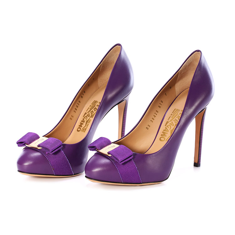 salvatore ferragamo/菲拉格慕 女士vara platform紫色牛皮高跟鞋