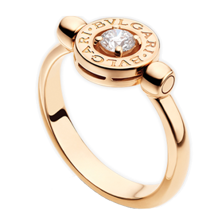 bvlgari/宝格丽 bvlgaribvlgari 18k玫瑰金镶0.25克拉钻石翻转式戒指