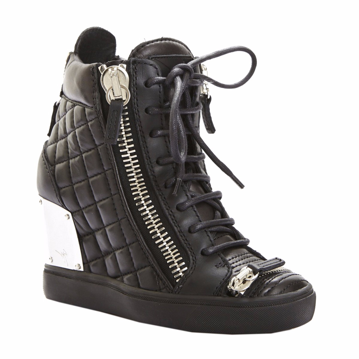 giuseppe zanotti/朱塞佩·萨诺第 牛皮女士高帮鞋高跟鞋 rw4122 nero