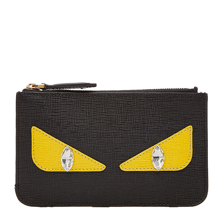 fendi/芬迪 新款bag bugs眼睛图案中性款式牛皮黑色小型皮具钥匙零