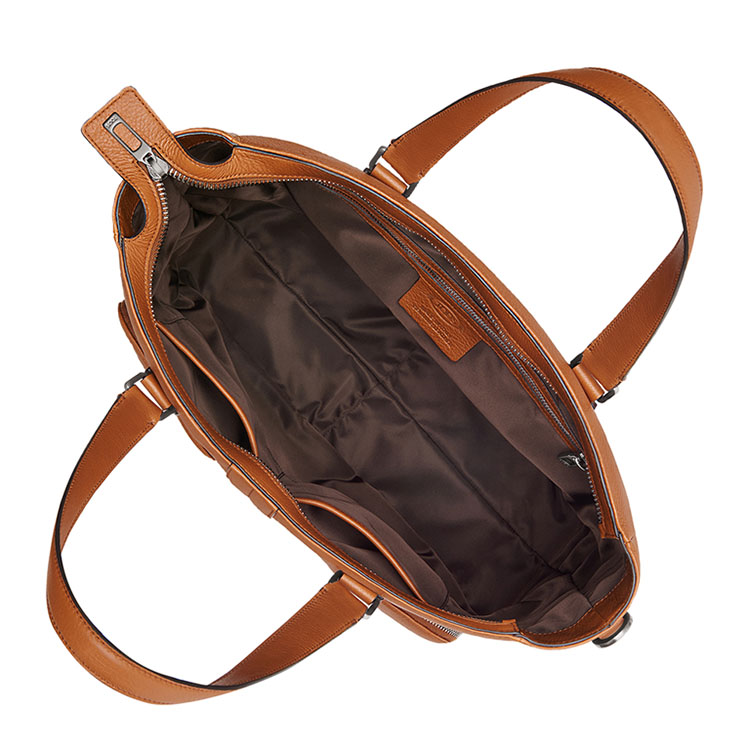 tods/托德斯 男士褐色双条纹设计真皮单肩包