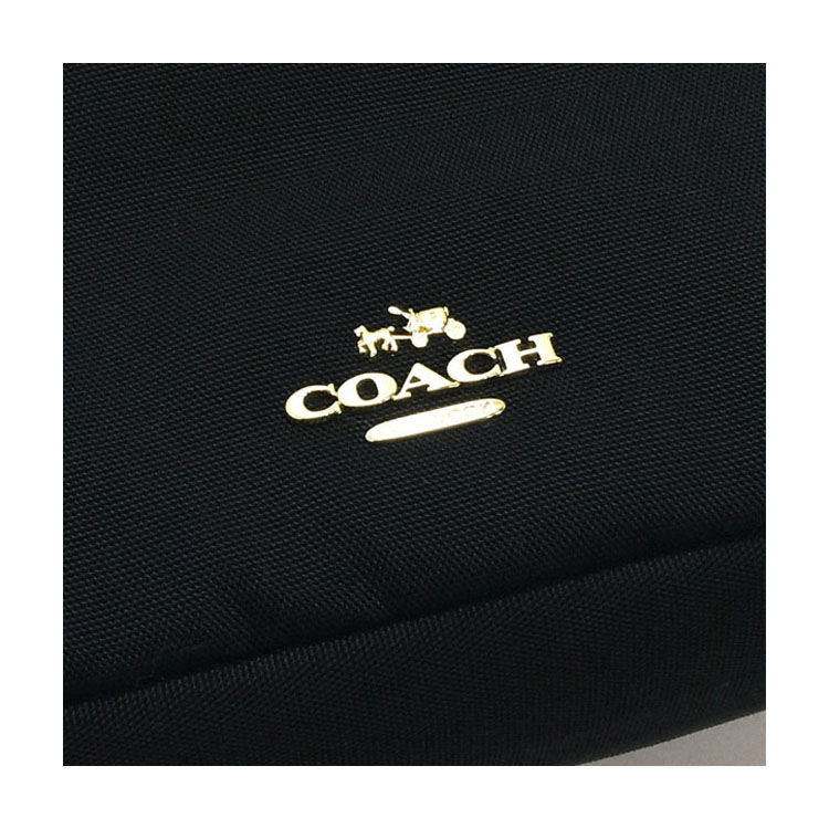 coach/蔻驰 尼龙金属刻字标牌装饰黑色斜挎包