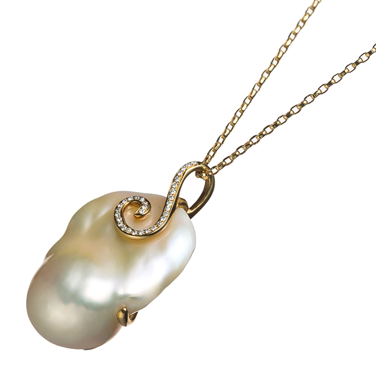 cloris/克劳瑞斯 巴洛克天然珍珠吊坠 18k金镶嵌钻石