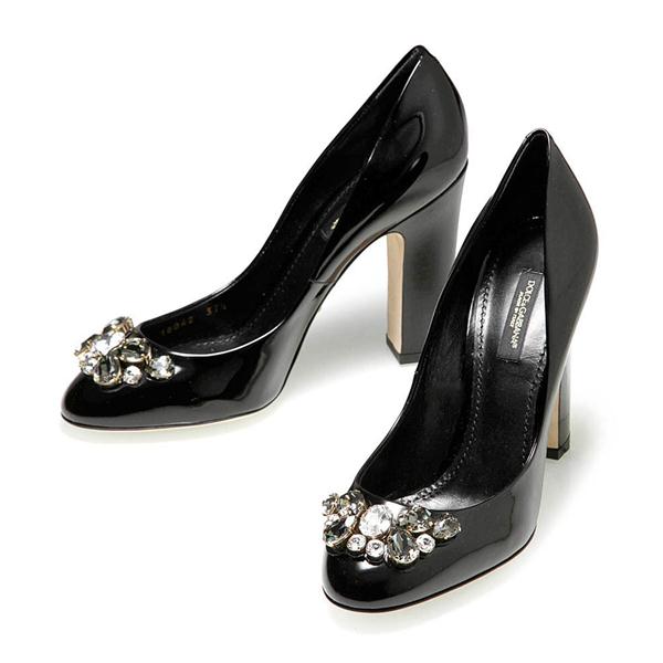 dolce&gabbana/杜嘉班纳 亮皮 浅口 女士黑色高跟鞋