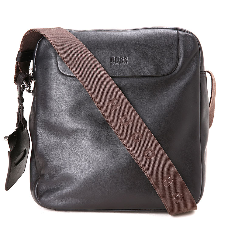 hugo boss/雨果波士斜挎包-男士黑牌棕色包牛皮