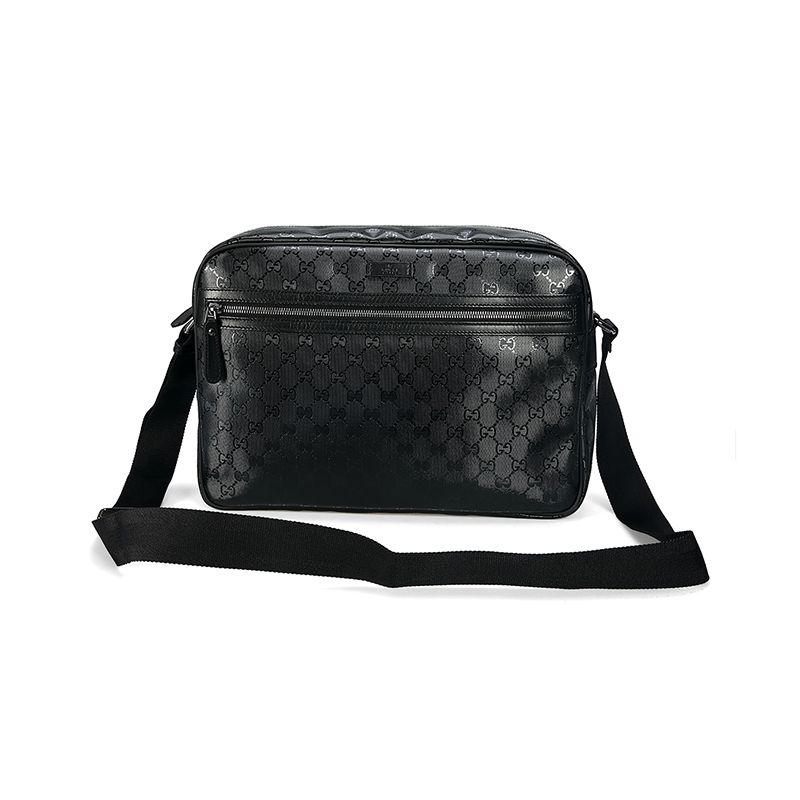 gucci/古驰 男款黑色牛皮双g单肩斜挎包 &211107 fu4cr 1000