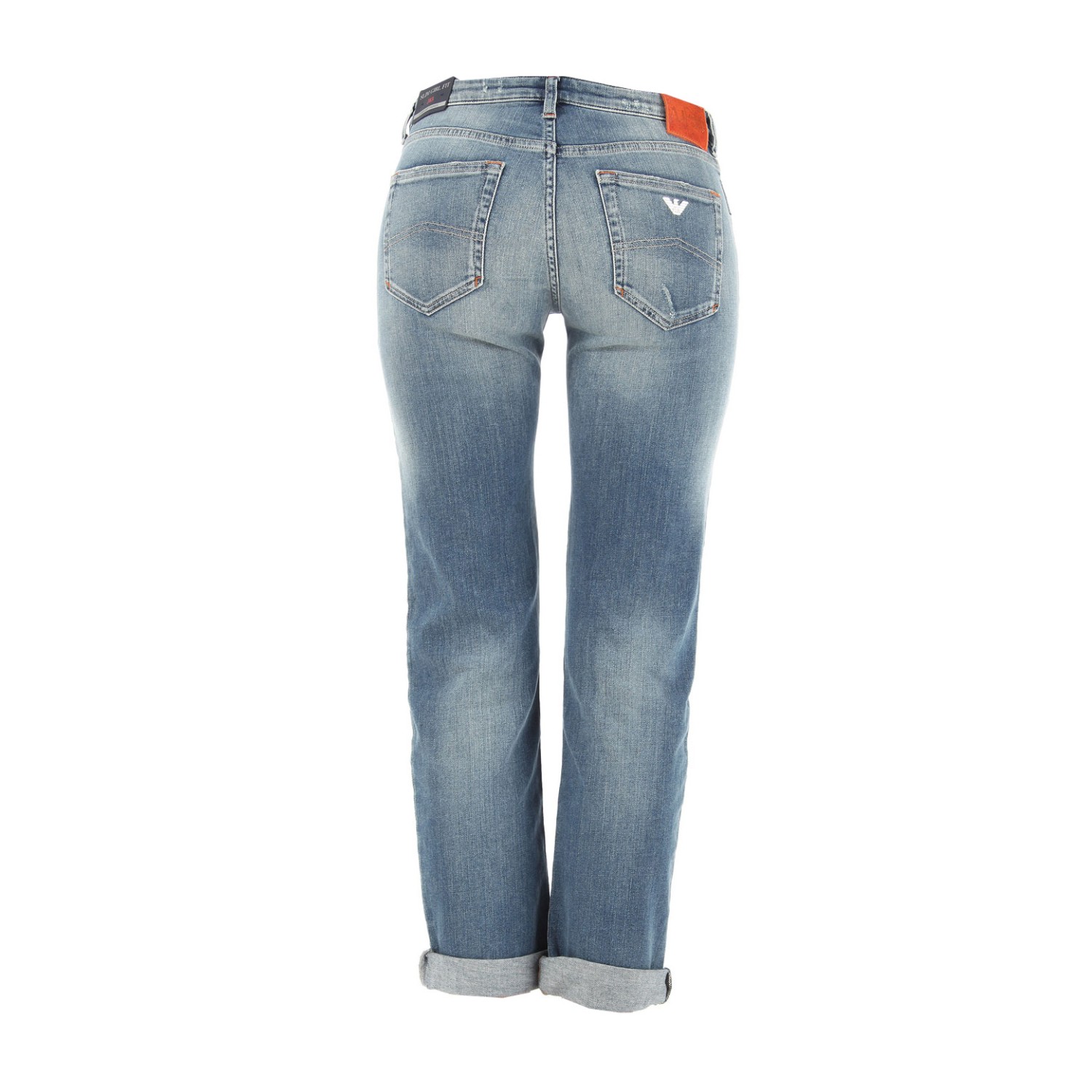 armani jeans/阿玛尼牛仔 女士蓝色破洞中腰牛仔裤 c5j15 5f 15