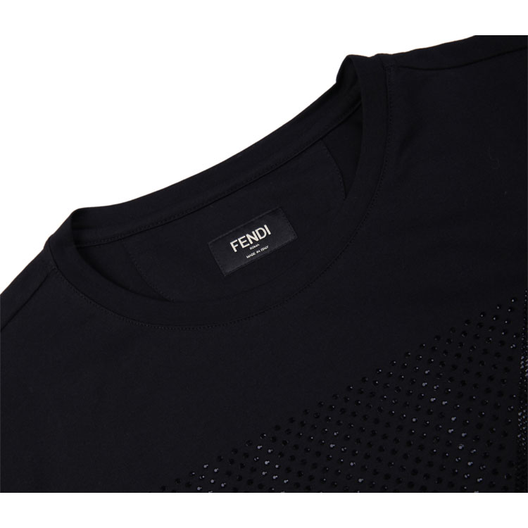 fendi/芬迪黑色纯棉烫钻小怪兽男士t恤(短袖),fy0626,1z2,52
