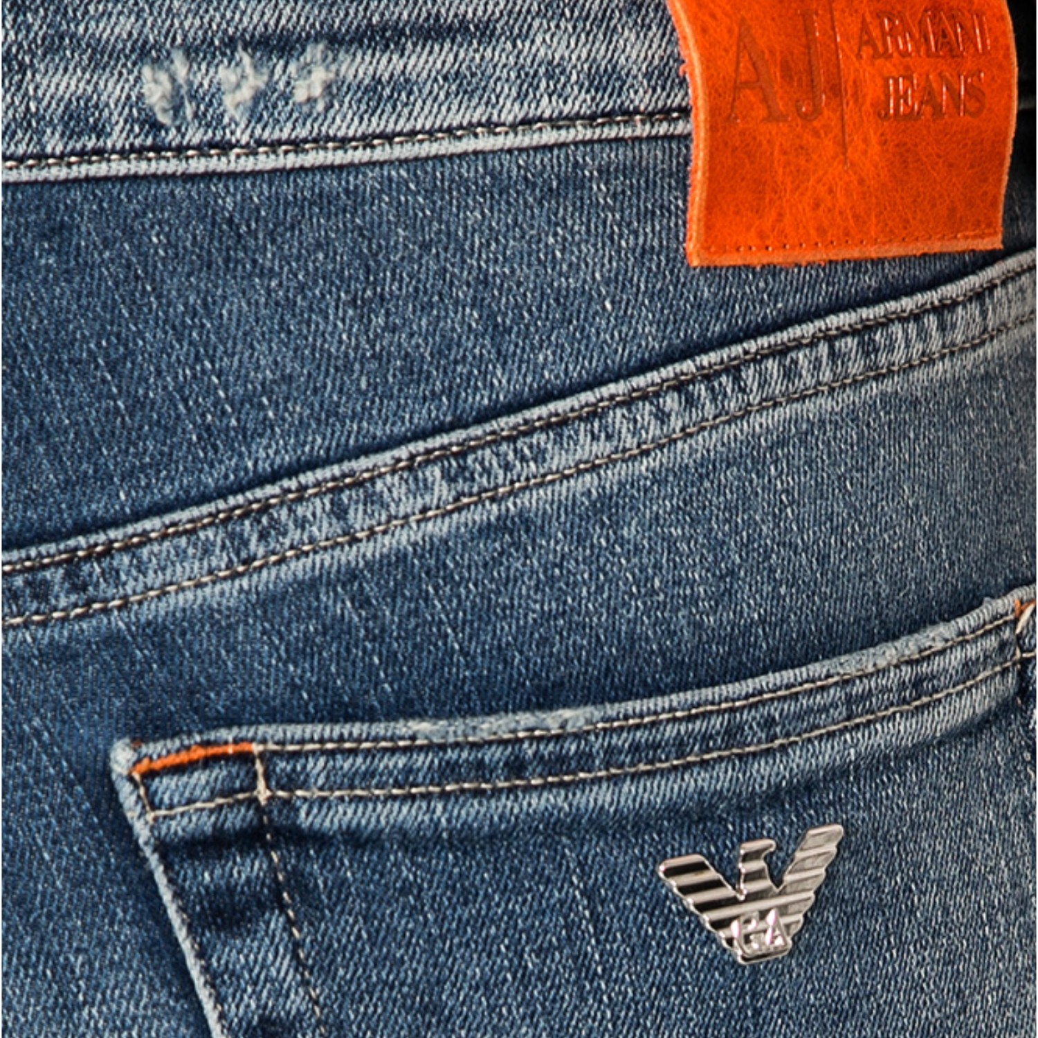 armani jeans/阿玛尼牛仔 女士蓝色破洞中腰牛仔裤 c5j15 5f 15