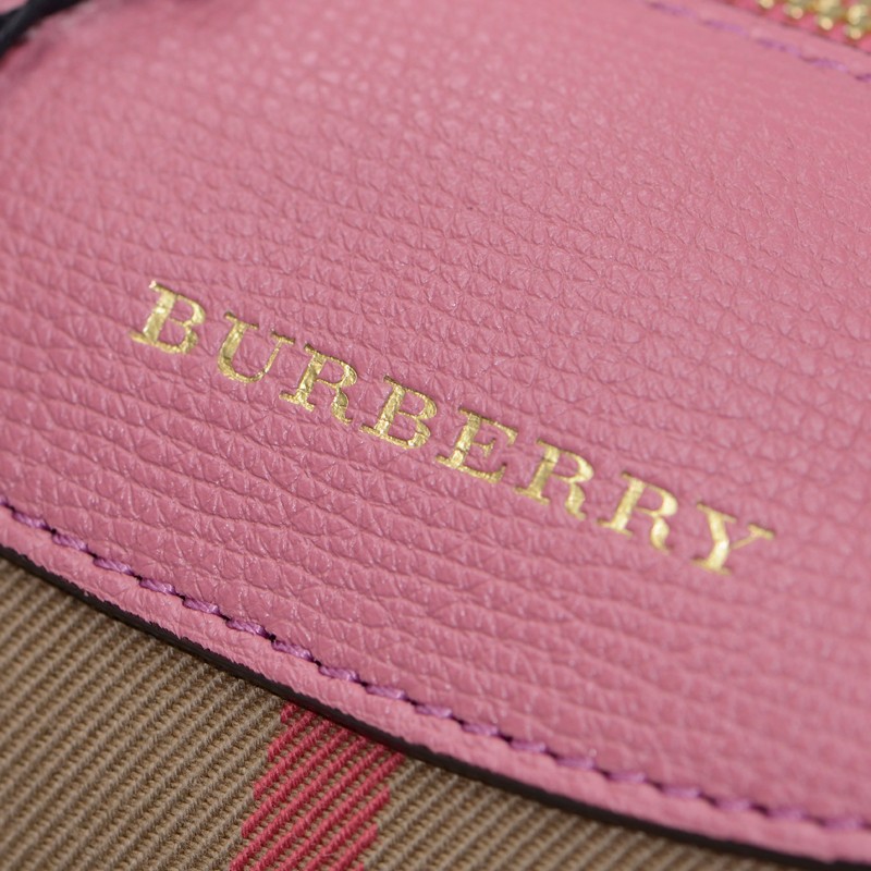 burberry/博柏利 女士粉红色帆布配皮手提包# 3981902