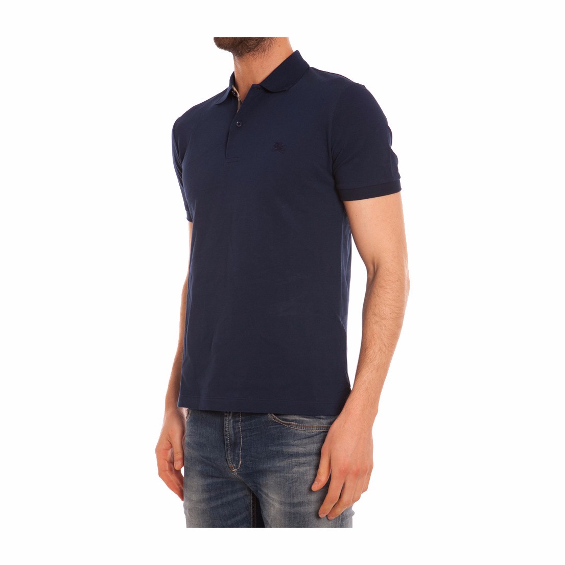 burberry/博柏利 男士t恤 棉质格纹开襟珠地网眼布短