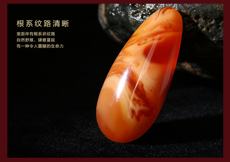 y/鼎艺 天然血蜜蜡吊坠 沙丁红自然流纹 光彩流转 克重约:3.
