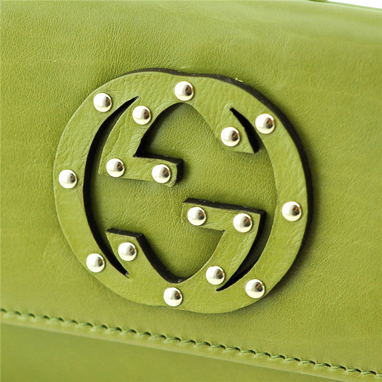 gucci/古驰*绿色女士双g牛皮长款钱包231843特价