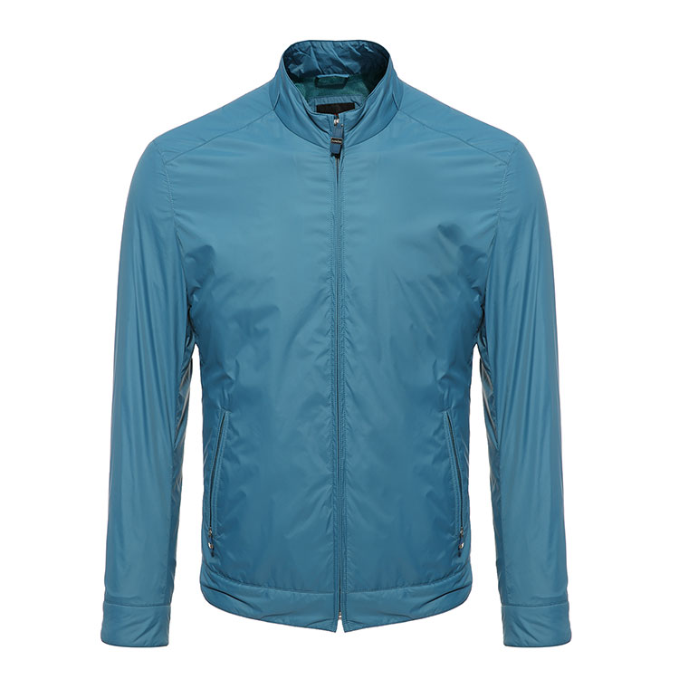 autason/奥德臣 男士蓝色锦纶立领斜插袋夹克