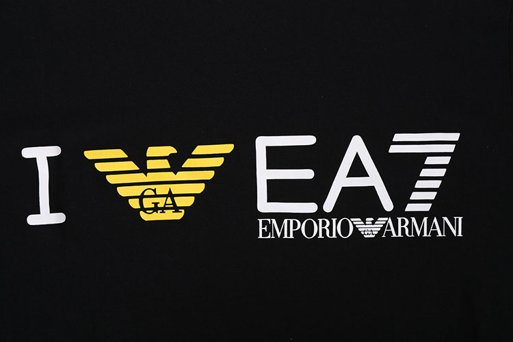emporio armani/安普里奥阿玛尼 男士t恤 黑色 时尚logo印花 纯棉圆领