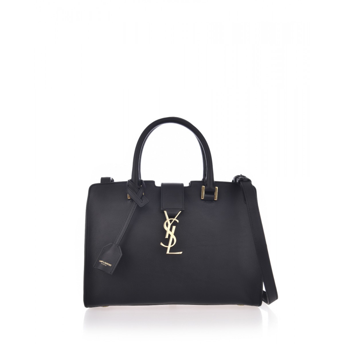 yves saint laurent/圣罗兰女士黑色皮革两用包手提包