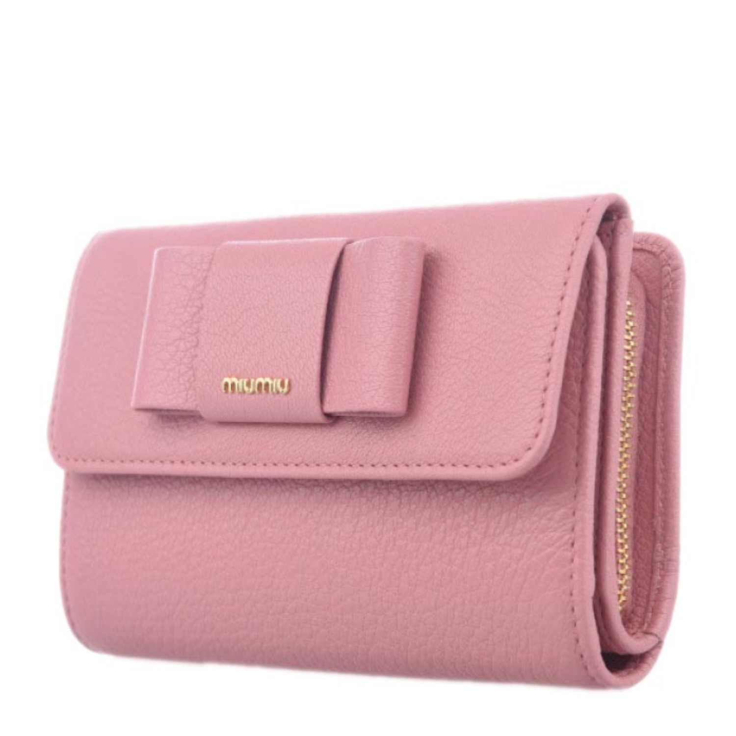 miumiu/缪缪 女士粉红色压纹羊皮蝴蝶结钱包 5ml225 2ew7 f0028