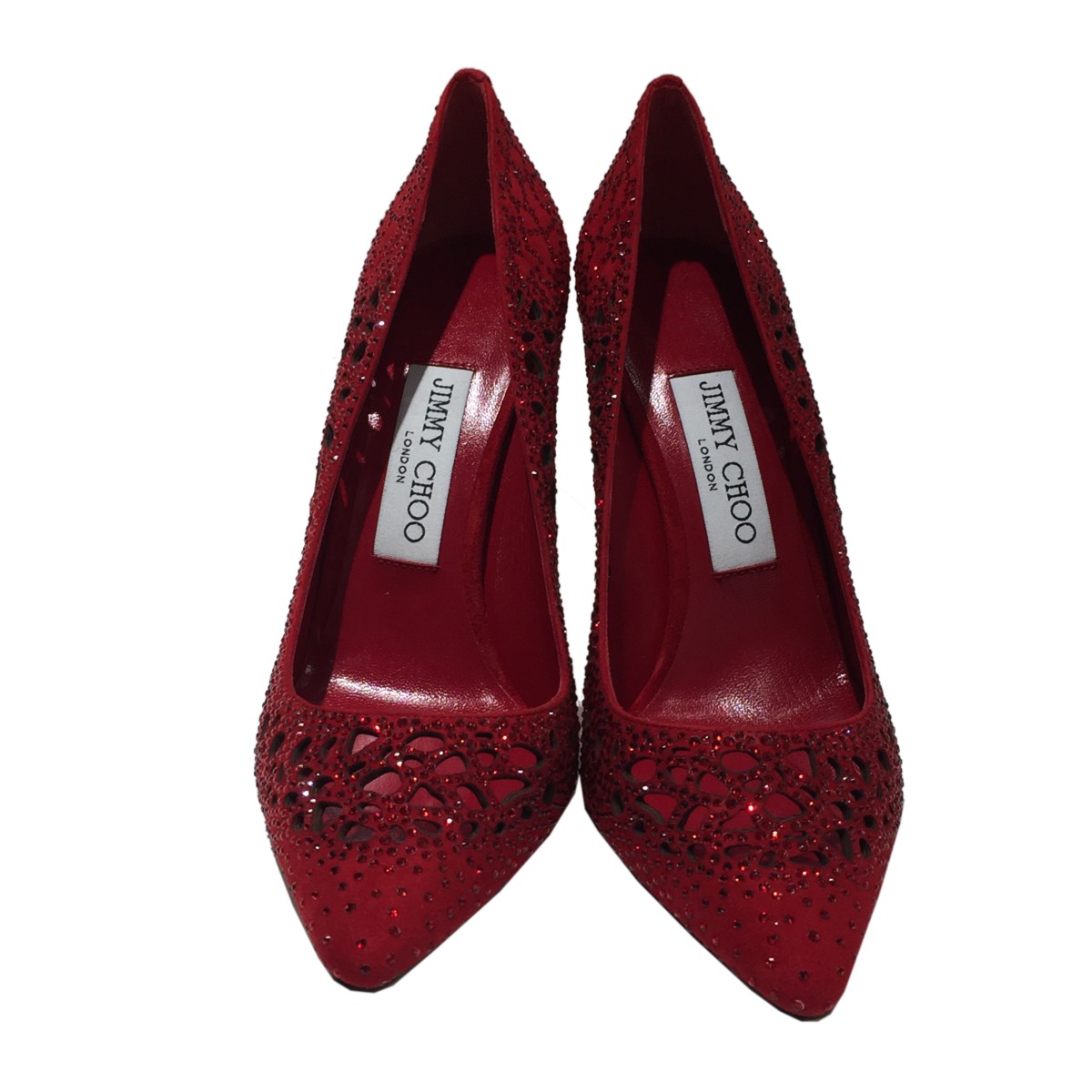 jimmy choo/周仰杰 女士红色镂空高跟鞋 romy 100 red/red