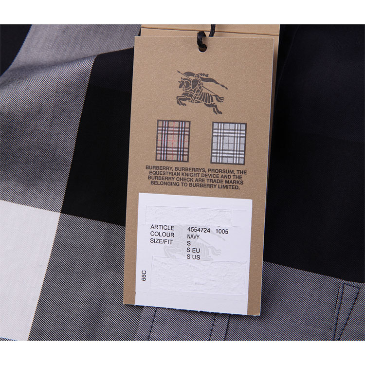 burberry/博柏利brit深蓝色纯棉经典格纹男士衬衫(长袖