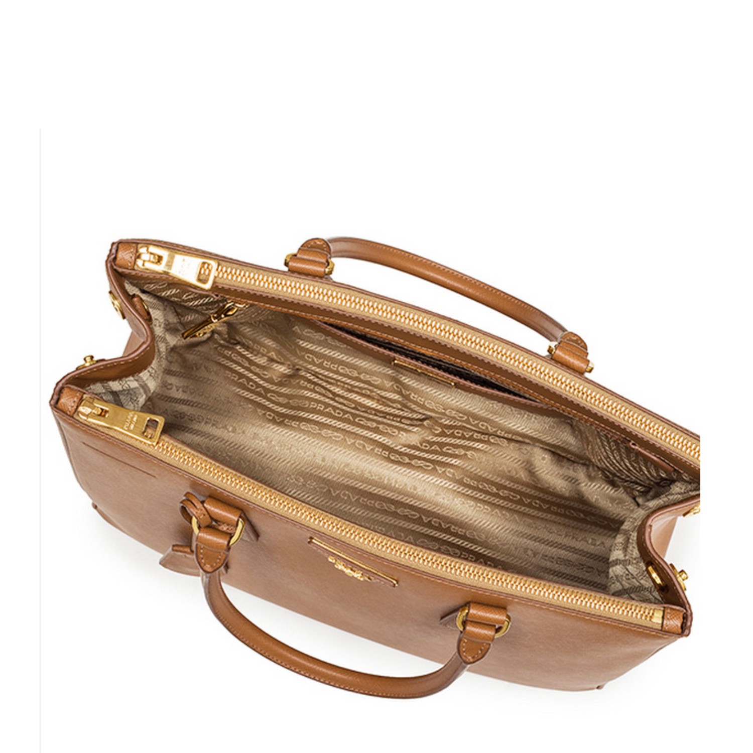 【包邮包税】prada/普拉达 啡色压纹牛皮女士两用包手提包 1ba274 nzv