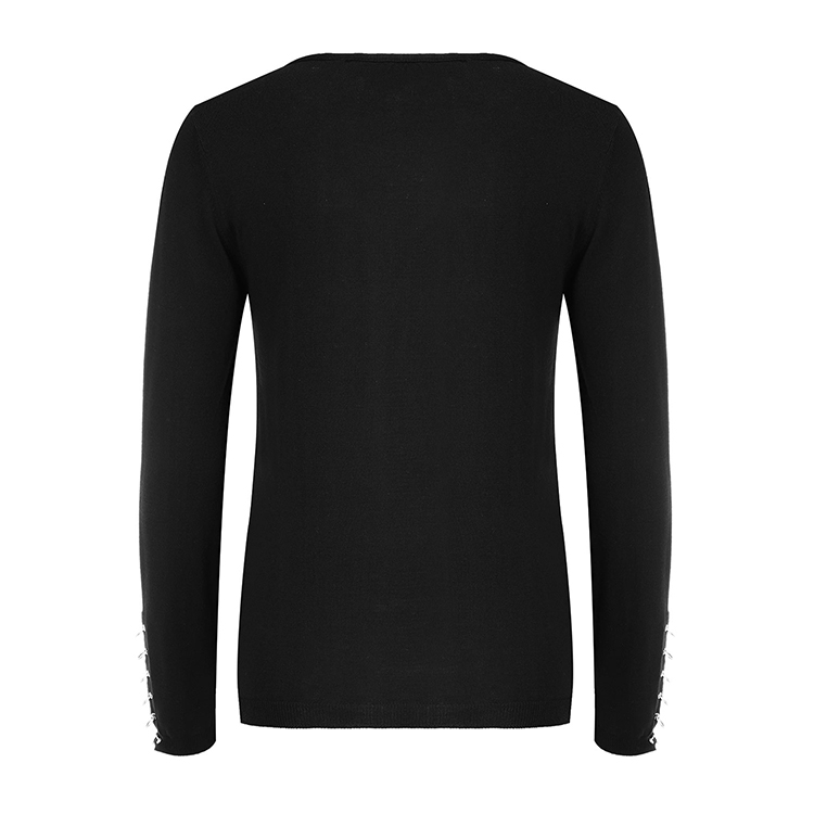 versus/versus女针织衫-女士金属圆环装饰黑色针织衫60棉40粘纤