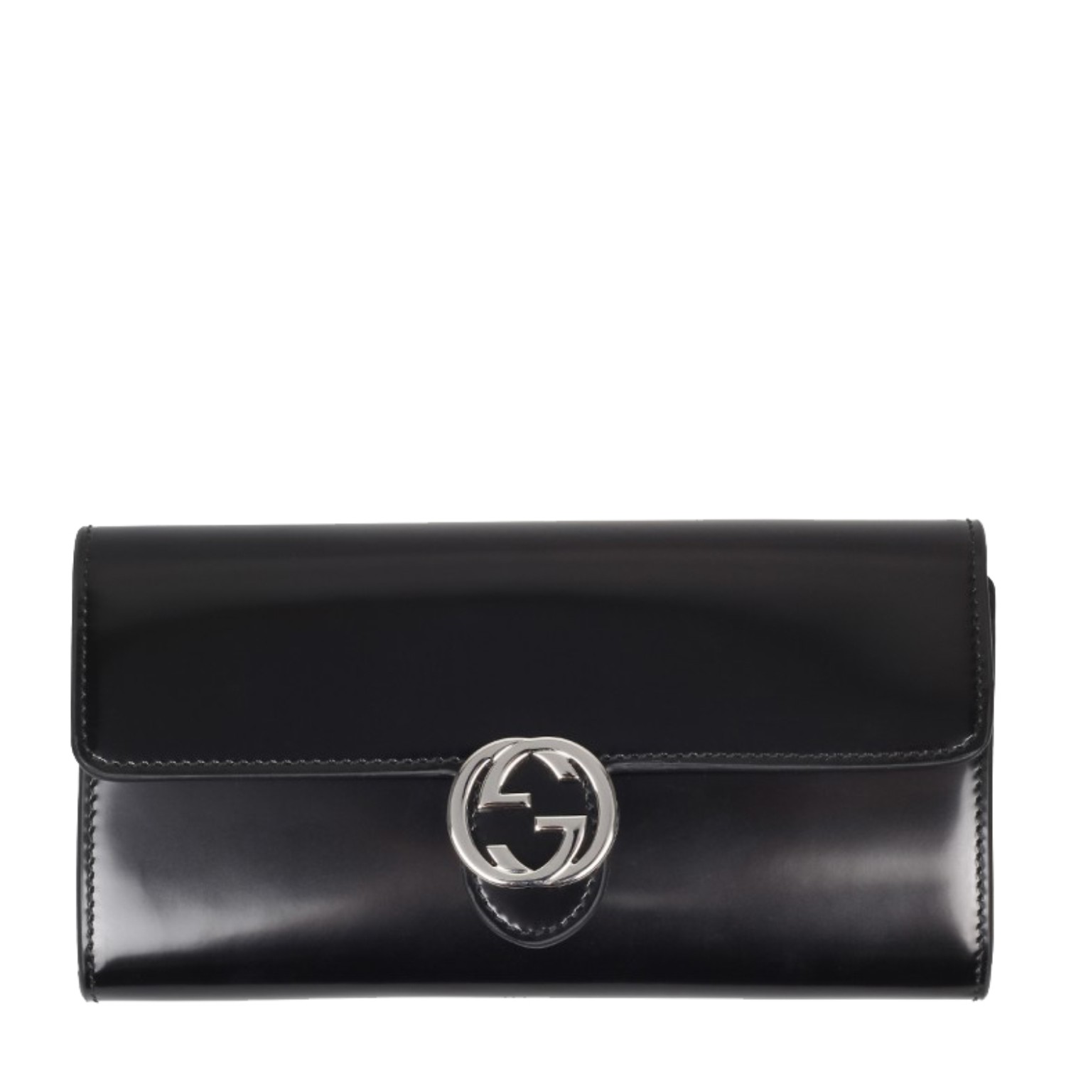 【包邮包税】gucci/古驰 女士黑色牛皮抛光长款钱包 369663 dke2n