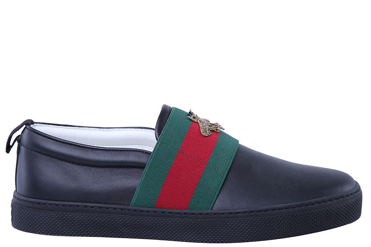 gucci/古驰  牛皮套脚小蜜蜂刺绣 男士休闲鞋 407356a38101169