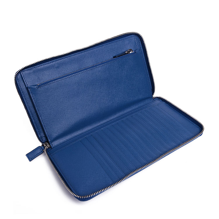 prada/普拉达 男士蓝色牛皮长款钱包 2ml220 pn9 f0215