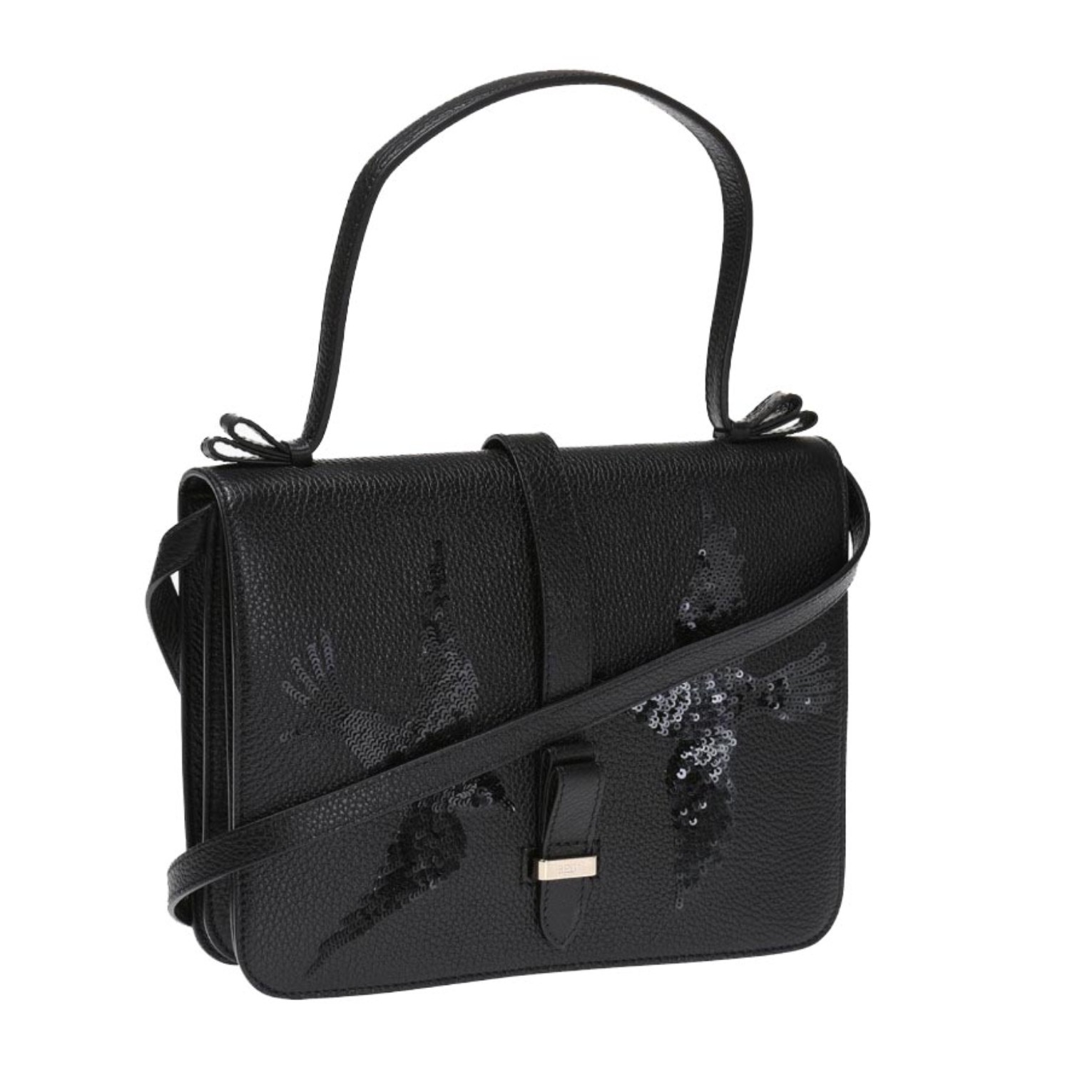 valentino/华伦天奴 黑色压纹牛皮女士两用包手提包 lq2b0664 dpl n01