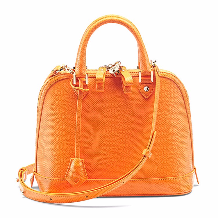 aspinal of london 迷你橙色蜥蜴纹小牛皮女士赫本包 042-1524