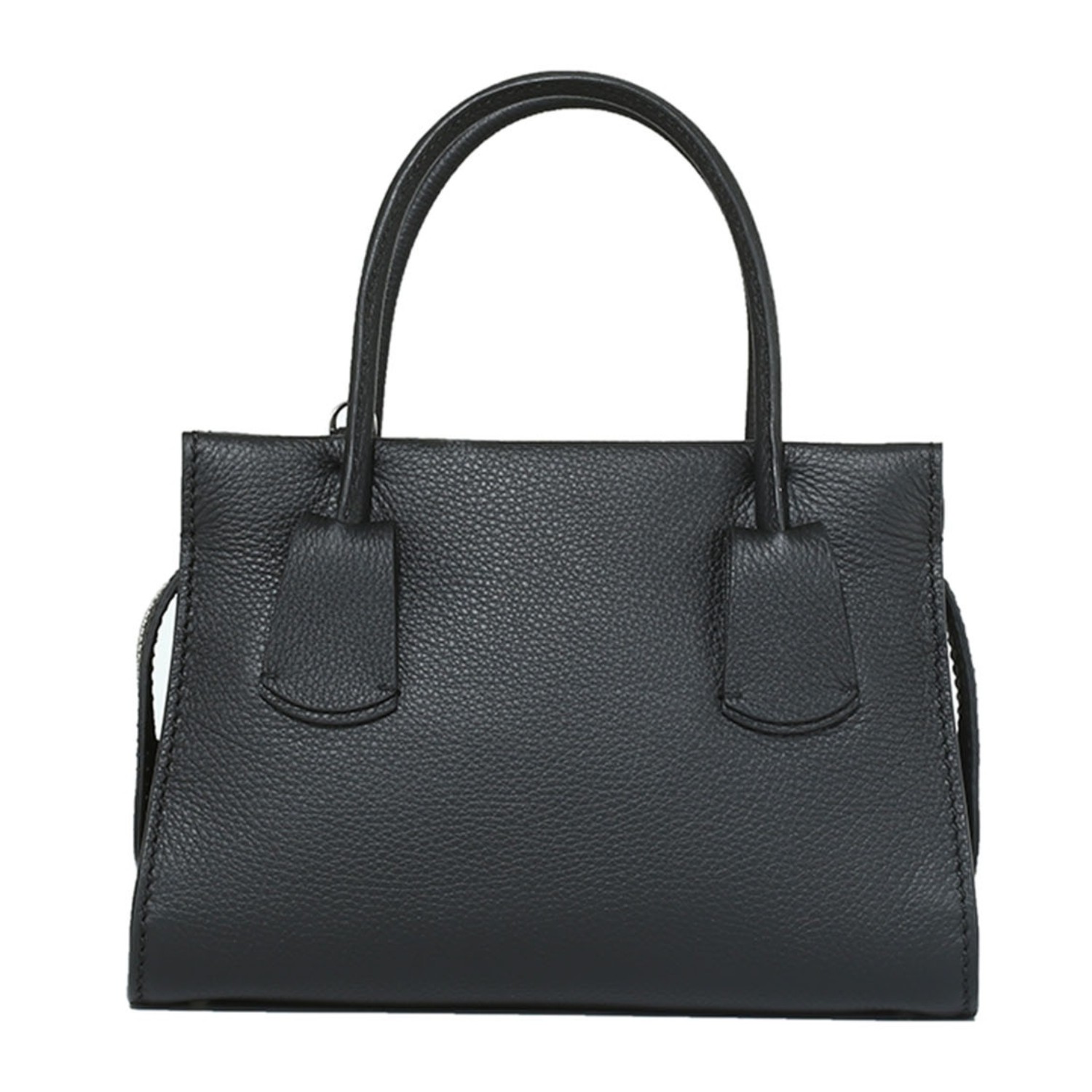 【包邮包税】tods/托德斯 女士黑色荔枝纹牛皮手提单肩两用包 xbwm