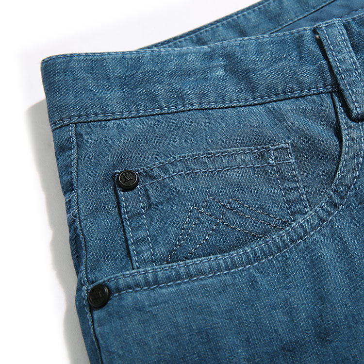 autason/奥德臣 男士蓝色全棉直筒型牛仔裤