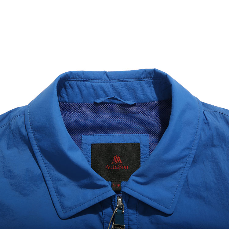 autason/奥德臣 男士蓝色锦纶翻领斜插袋夹克