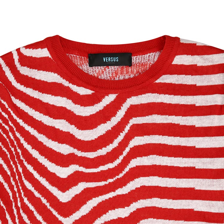 versus/versus男针织衫-男士红白条纹针织衫90棉10锦纶