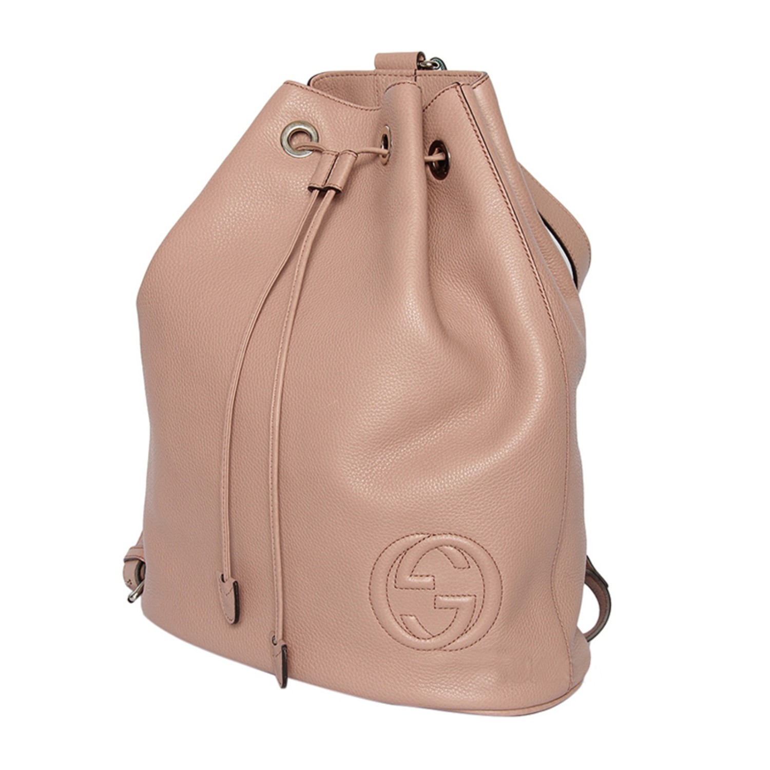 gucci/古驰 女士粉米色真皮抽绳双肩包backpacks 368588 a7m0n 6812