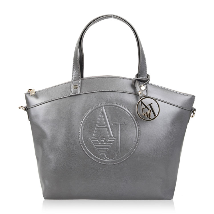 armani jeans/阿玛尼牛仔深灰色聚亚安酯材质经典logo装饰女士牛皮