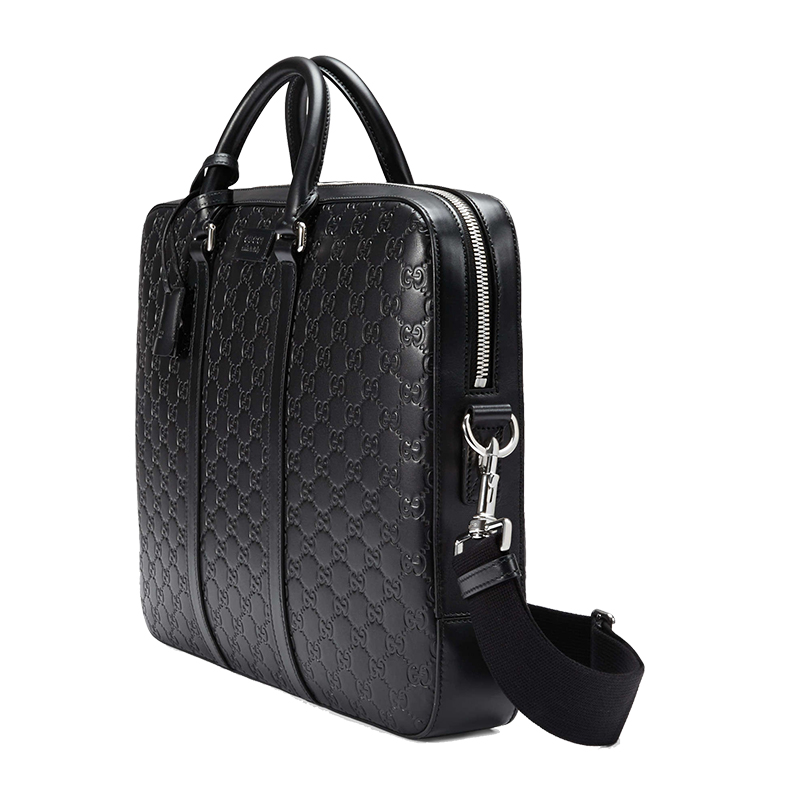 gucci/古驰 男士heilogo黑色印花真皮商务手提包 &428041 cwcbn 1000