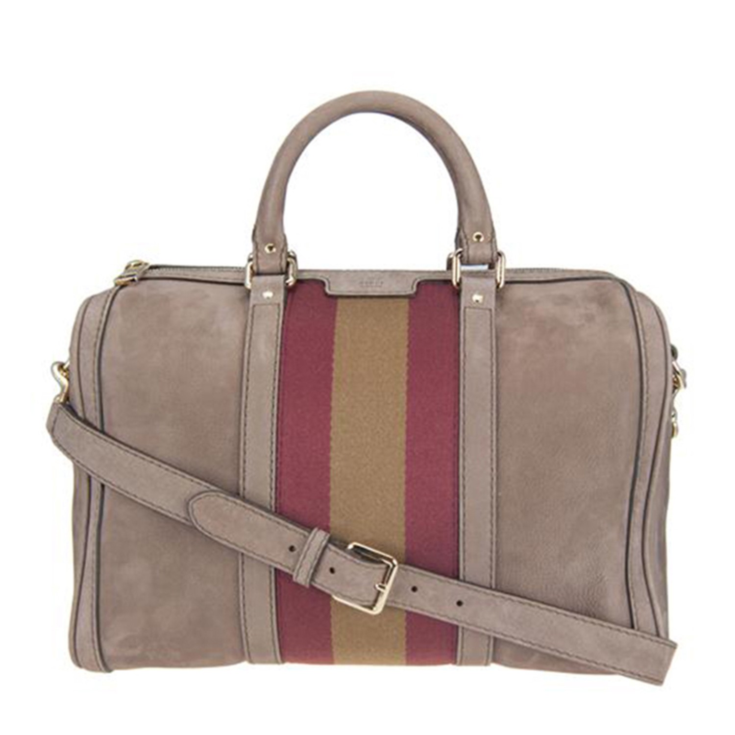 【包邮包税】gucci/古驰 女士咖啡色pvc圆筒形手提包