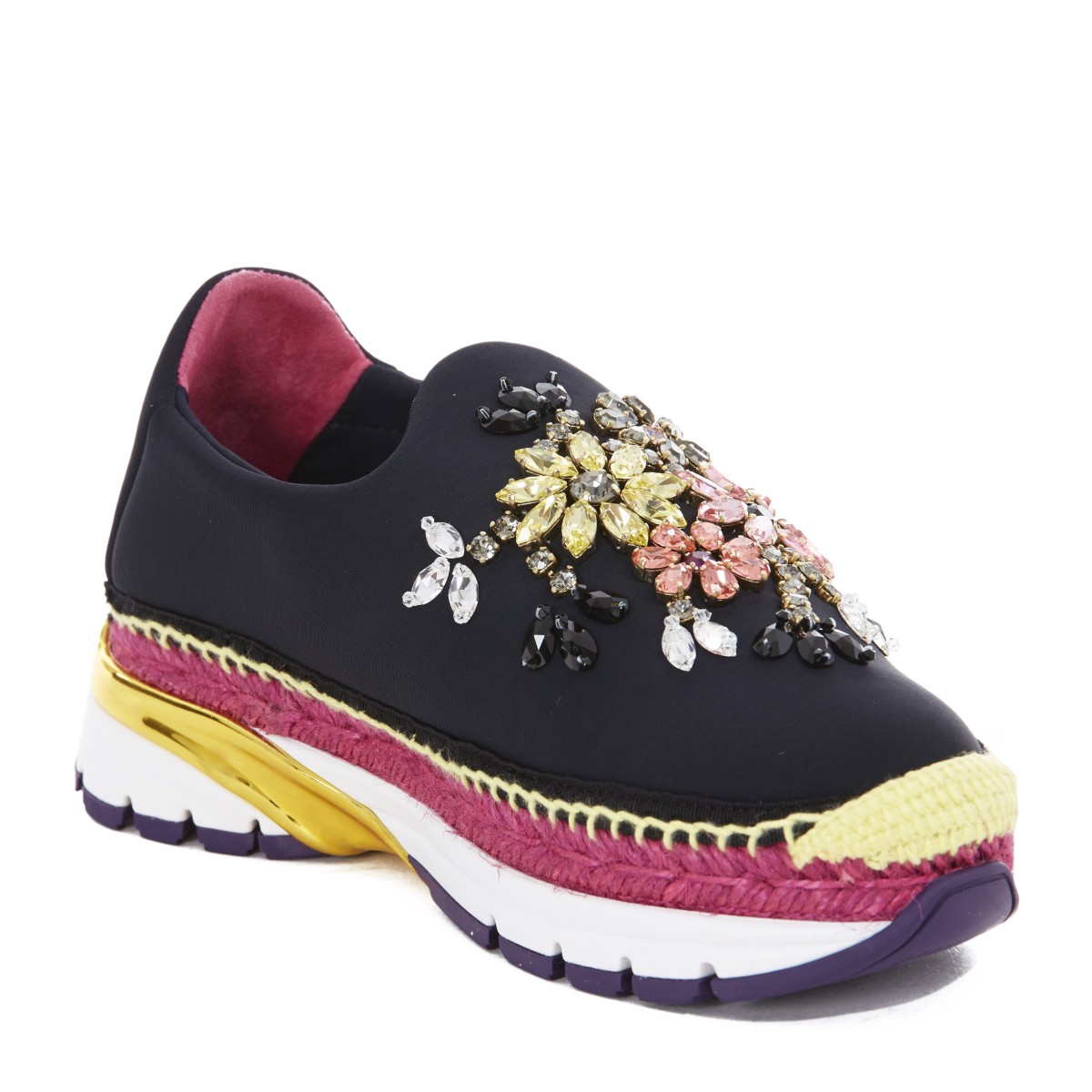 dolce&gabbana/杜嘉班纳 女士黑色粘胶纤维混纺休闲鞋 ck0088 ad663
