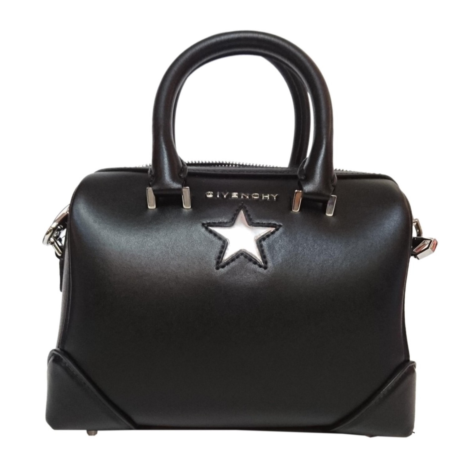 【包邮包税】givenchy/纪梵希 银色星星贴花黑色小牛皮女士迷你两用