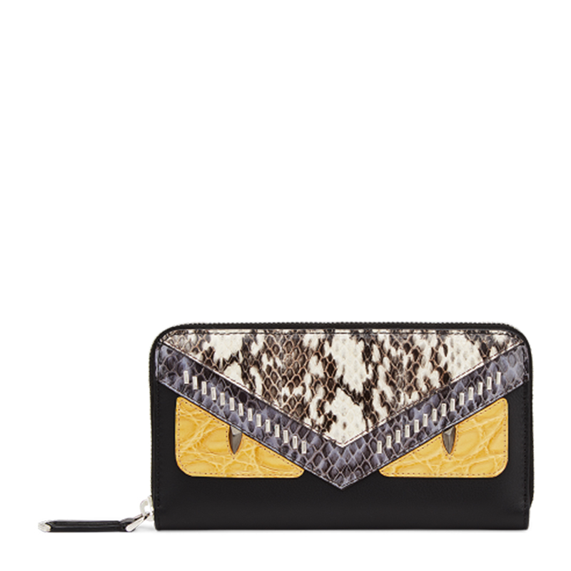 fendi/芬迪 女士牛皮蛇皮黑色 钱包 8m0299 80r f03de
